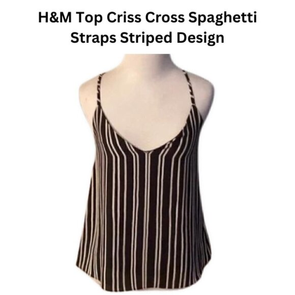 H&M V Neck Sleeveless Striped Top Black and White Size 2 - Picture 1 of 7